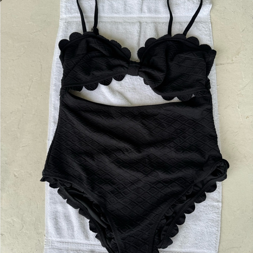 Cupshe, Black, Scalloped, One Piece, Size XXL